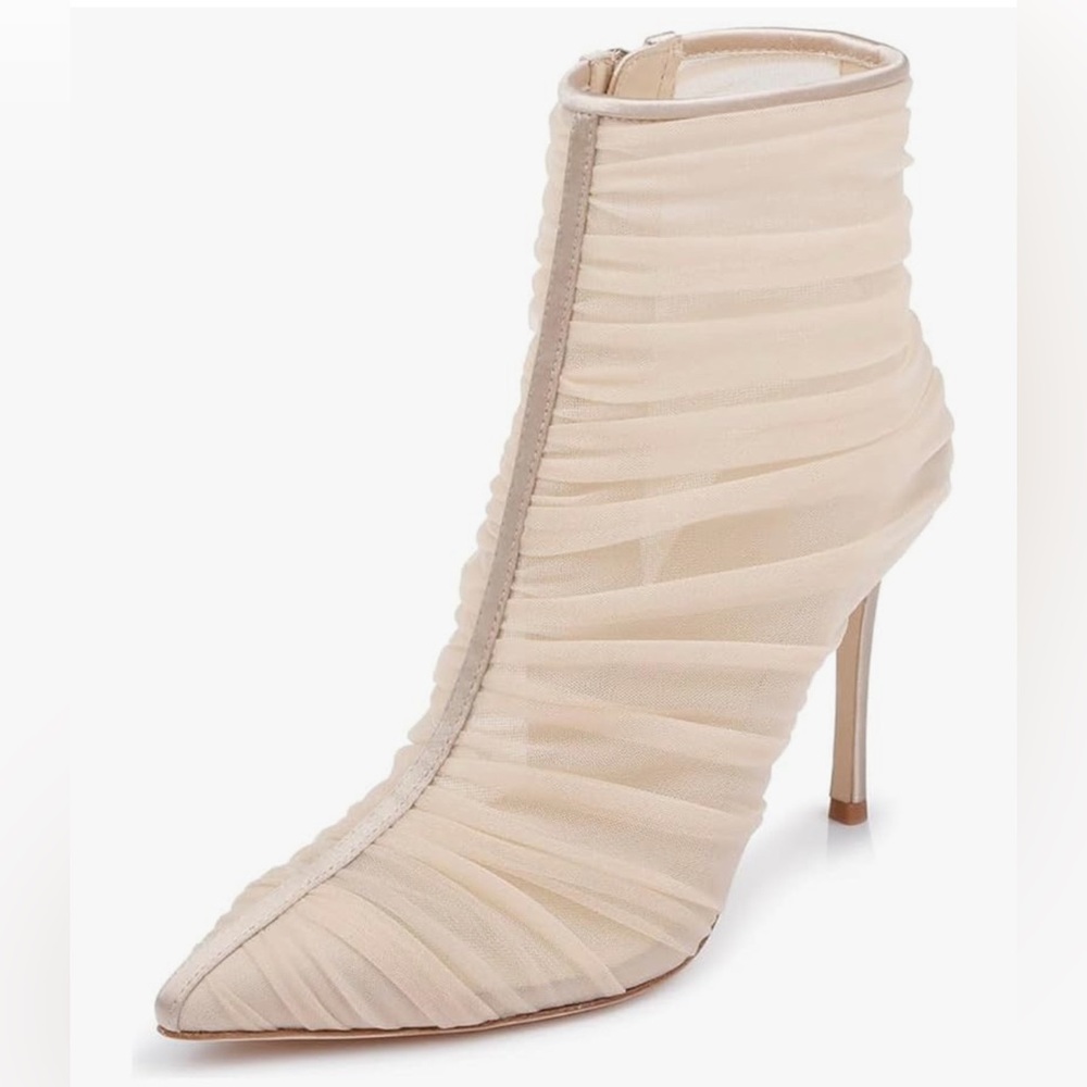 Nib L'AGENCE Noemie Pointed Toe Bootie in Macaroon beige size 6